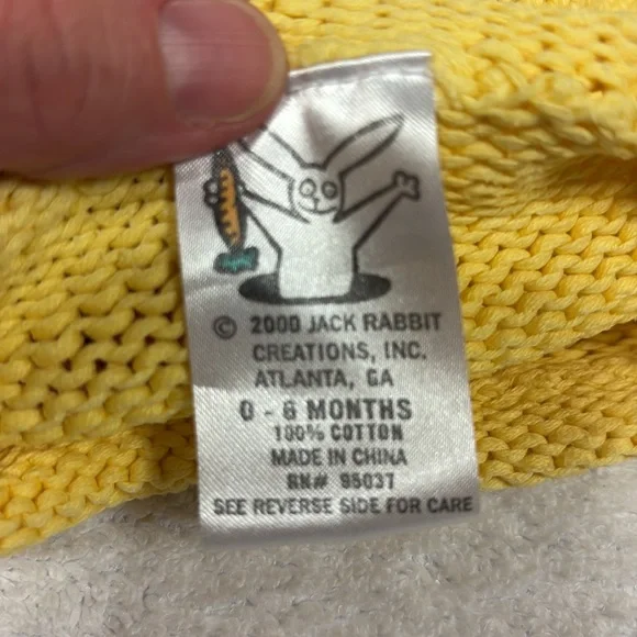 Vintage Y2K Yellow Knit Sweater with Duck Design cotton size 0/6m - Picture 6 of 7